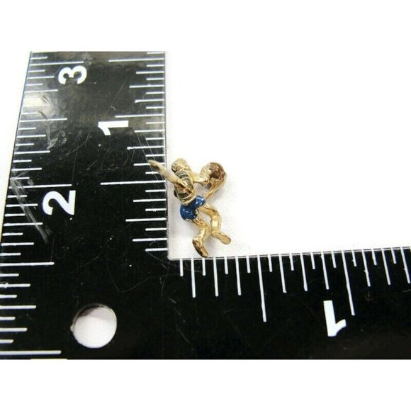 Shooting Basket Ball Player Gold Tone Enamel Tie Tack Tux Suit Vintage Lapel Pin - Picture 6 of 7